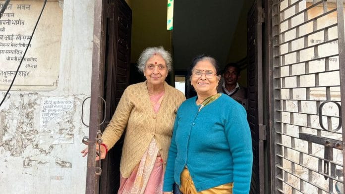 Kalpana Gupta (left) with a fellow member at the Zila Mahila Samiti office in Bulandshahr, which she fought to run without the district magistrate’s wife as its automatic head