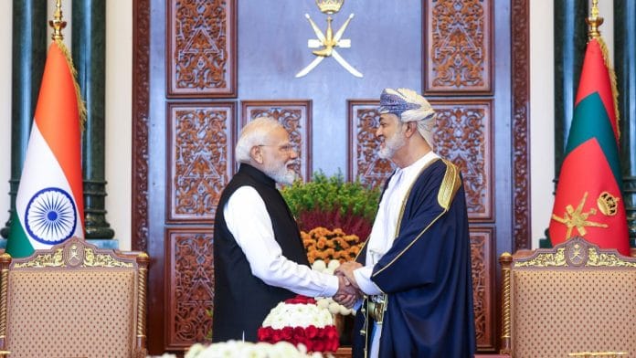 Prime Minister Narendra Modi and Sultan of Oman Haitham bin Tarik during the exchange of MoUs between India and Oman, in Muscat on Thursday | DPR PMO/ANI