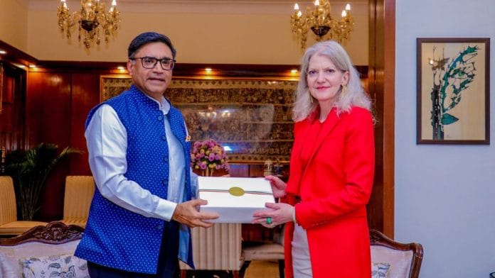 Vikram Misri and Allison Hooker in Delhi | ANI