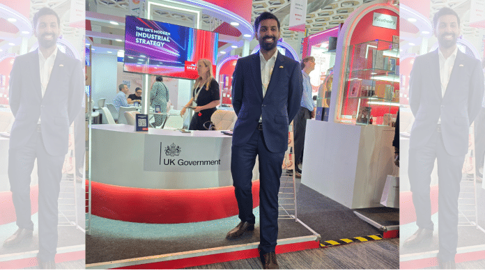 Danyal Suleman, First Secretary (Trade) at British High Commission, at the UK Pavilion at Cosmoprof India 2025 in Mumbai. | By Special arrangement