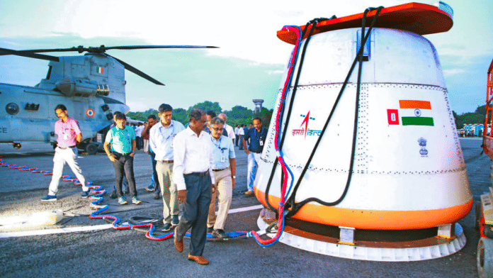 File photo of ISRO's successful first Integrated Air Drop Test (IADT-01) for an end-to-end demonstration of the parachute-based deceleration system for Gaganyaan missions | ANI