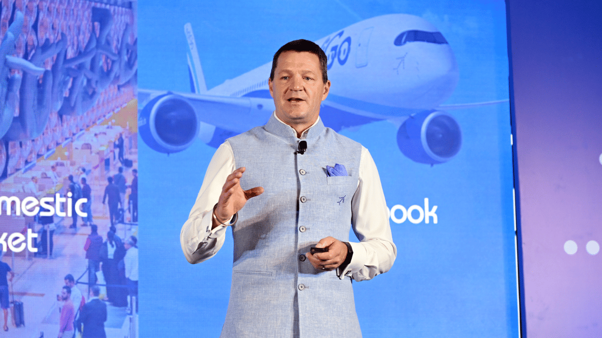 IndiGo CEO Pieter Elbers addressing a press conference, New Delhi | ANI Photo/Jitender Gupta