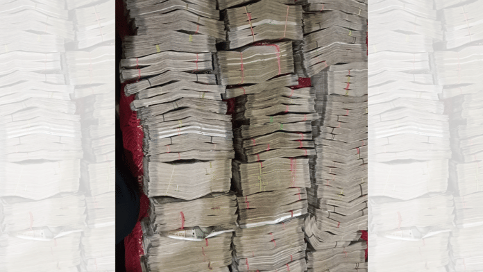 Wads of currency notes recovered during a CBI raid at Lt Col Deepak Sharma’s residence. | Photo by special arrangement