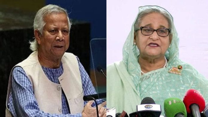 Bangladesh Chief Adviser Muhammad Yunus and ousted former PM Sheikh Hasina | ANI/Reuters