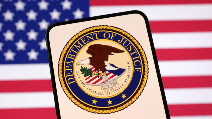 United States Department of Justice logo and U.S. flag are seen in this illustration taken April 23, 2025 | Reuters