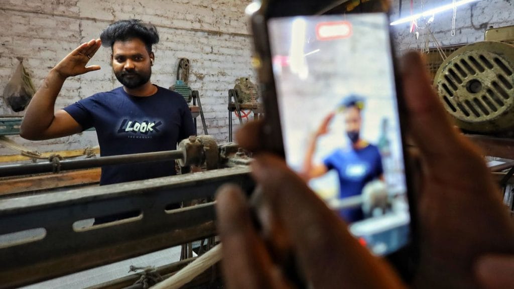 The loom workers shoot for videos between grueling shifts. Manisha Mondal | ThePrint