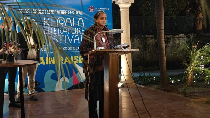 Congress MP Shashi Tharoor hosted the curtain-raiser event of the Kerala Literature Festival at his residence in Lodhi Estate, New Delhi, on 4 December | Tina Das, ThePrint