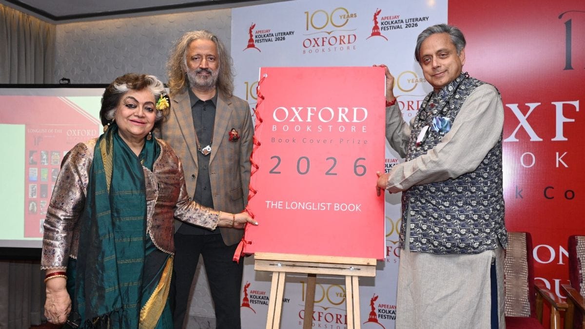 (L-R) Alka Pande, Samar Jodha, and Shashi Tharoor unveiling the longlist for the 11th Book Cover Prize by The Oxford Bookstore | Photo: By special arrangement