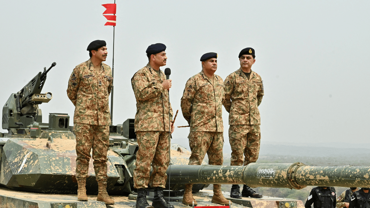 File photo of Field Marshal Asim Munir during visit to Tilla Field Firing Ranges (TFFR) in Mangla, Pakistan on 1 May, 2025 | ISPR | Pool via Reuters