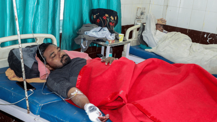 Injured people being treated at the District Hospital following a major accident on the Yamuna Expressway that killed at least four and injured several others, in Mathura on Tuesday | ANI