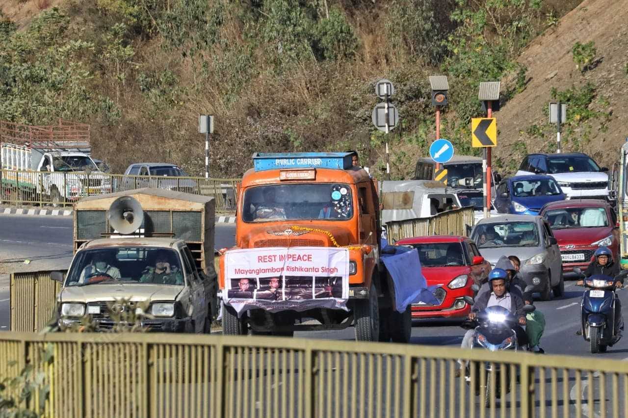 M. Rishikanta's body being taken for last rites. | Praveen Jain/ThePrint