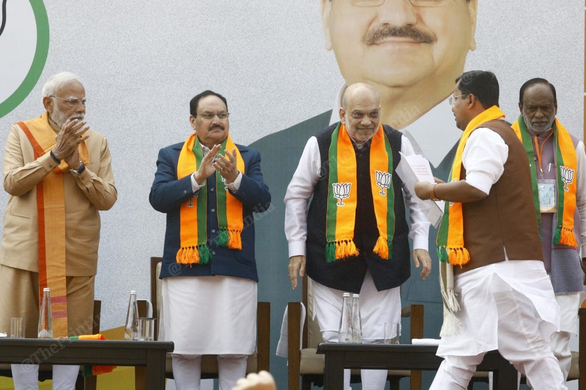 Nitin Nabin after delivering his maiden speech as the BJP's national president. | Praveen Jain/ThePrint 