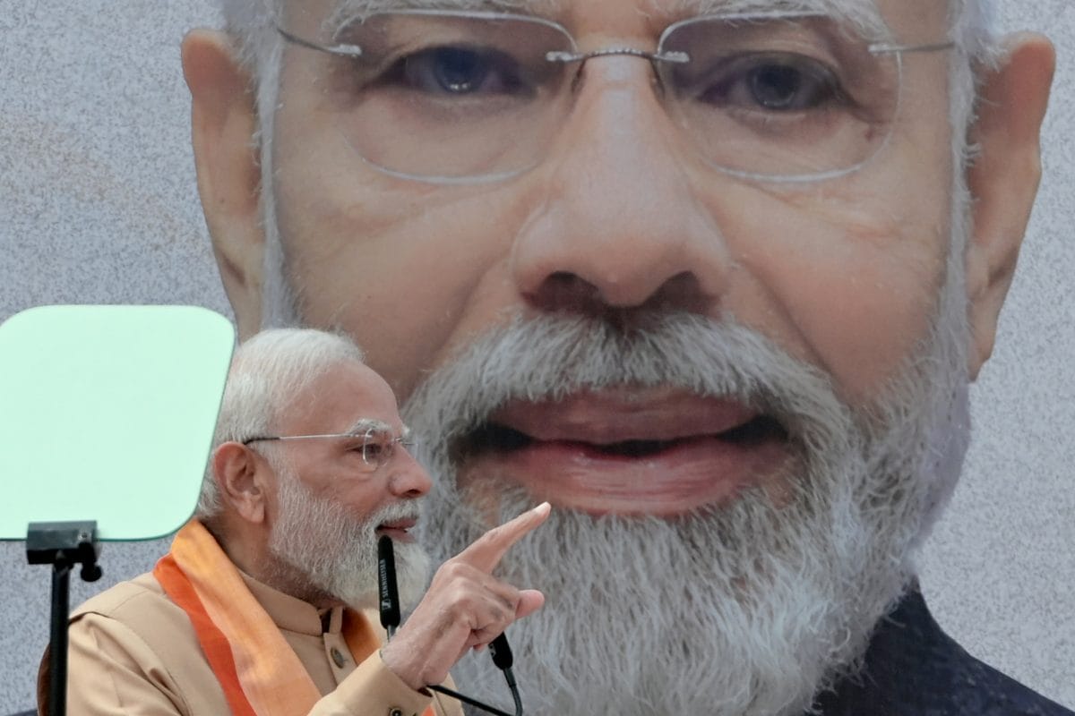 PM Modi addressing party leaders and supporters. | Suraj Singh Bisht/ThePrint 