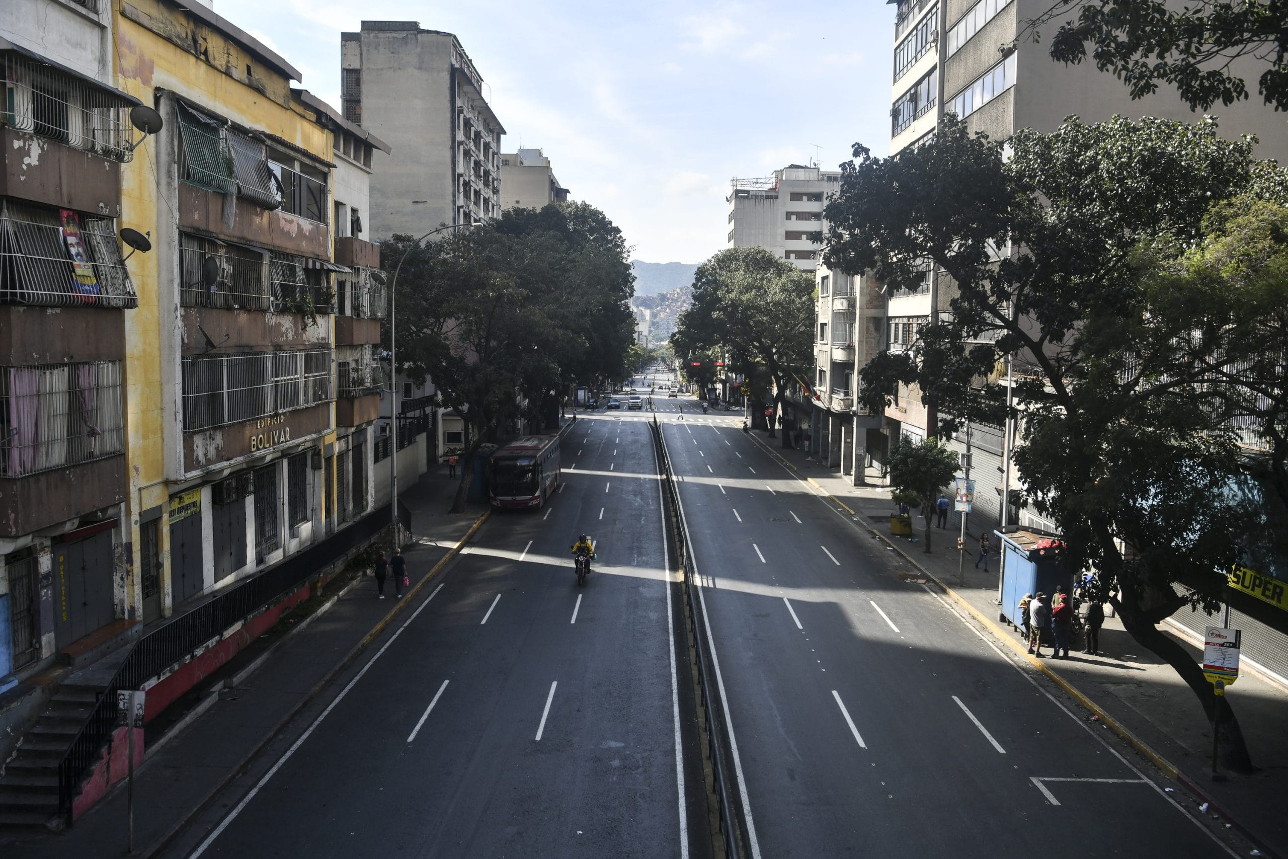 Baralt Avenue, a major thoroughfare that runs in front of the presidential palace, on Jan. 4, the day after Maduros capture. Photographer: Carlos Becerra/Getty Images via BLOOMBERG