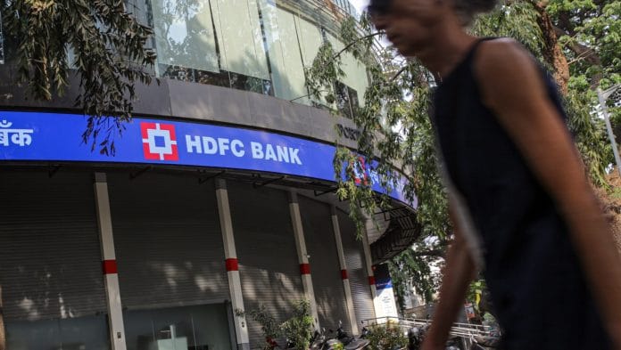 A HDFC Bank Ltd. branch in Mumbai, India, on Friday, April 14, 2023. The bank is scheduled to announce its full-year results on April 15. Photographer: Dhiraj Singh/Bloomberg