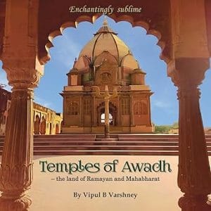 Cover of 'Temples of Awadh' by Vipul B Varshney, featuring a photo of a Hindu temple.