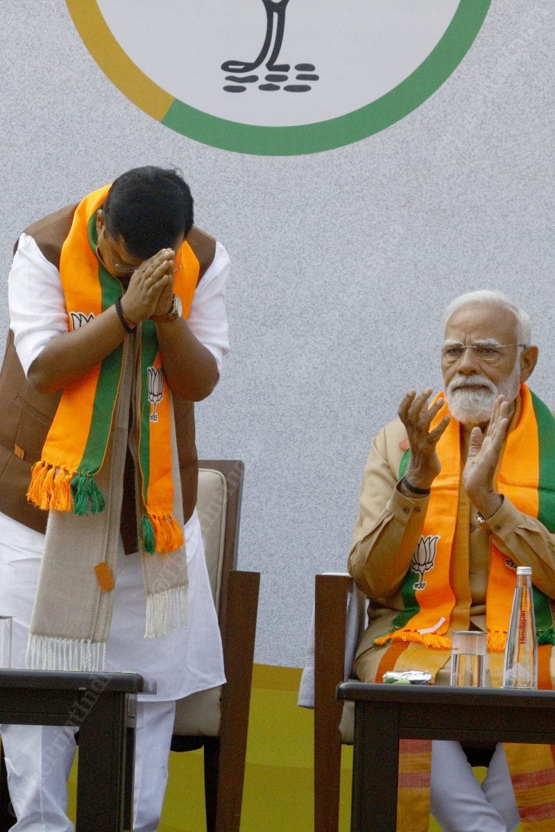 Nitin Nabin after being elected national president of the BJP in PM Modi's presence at party's Delhi headquarters. | Praveen Jain/ThePrint 