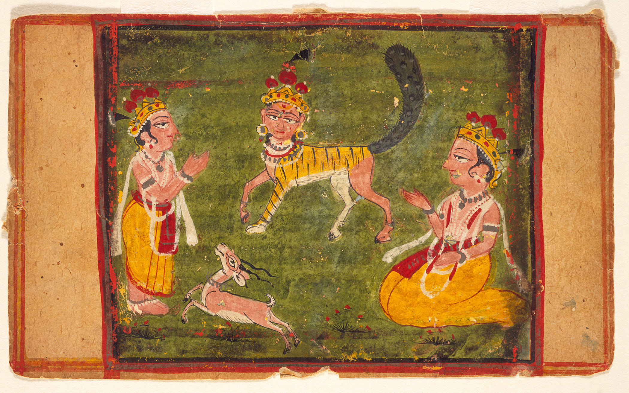 The Buraq Worshipped by Two Princes; Kashmir; c. 19th century | Opaque watercolouron paper; 10.2 x 17 cm | Image courtesy of Los Angeles County Museum of Art, California