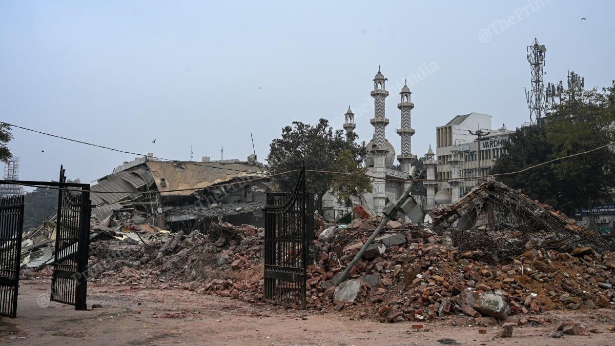 Rubble strewn around near Faiz-e-Ilahi mosque at Turkman Gate in Old Delhi on 7 January 2026 | Singh Bisht/ThePrint