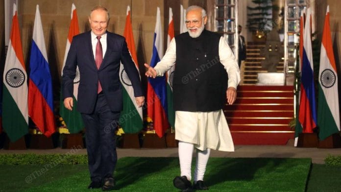 File photo of Russian President Vladimir Putin and PM Narendra Modi | Praveen Jain/ThePrint
