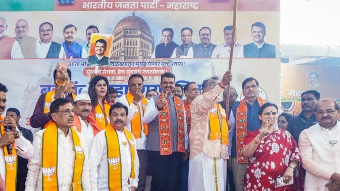 Maharashtra CM Devendra Fadnavis celebrates with BJP and its allies in Mumbai on 16 January 2026 | X@Dev_Fadnavis