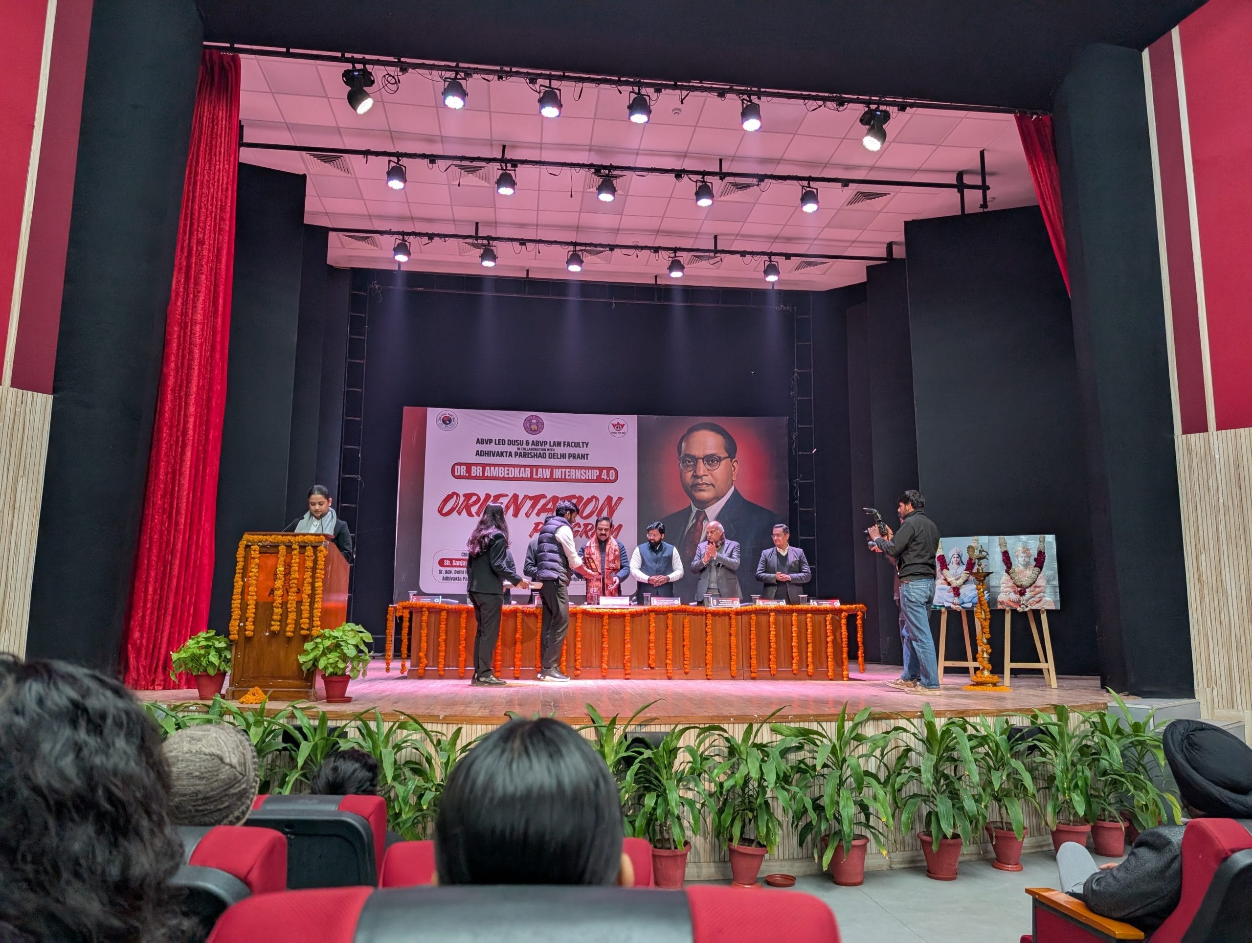 Orientation ceremony of the Dr BR Ambedkar Law International Programme in DU this month, run jointly by ABVP & the Adhivakta Parishad | Apoorva Mandhani | ThePrint