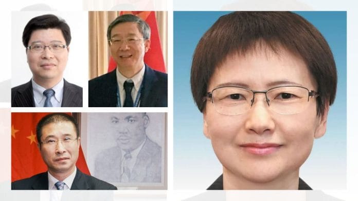 (Clockwise from top left) Professor Lin Shangli, ex-chief of People's Bank of China Yi Gang, former vice mayor of Shanghai Liu Duo, professor Zhang Guangjun | Commons/University websites