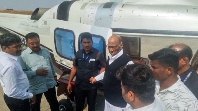 NCP-SCP Chief Sharad Pawar arrives following the demise of Maharashtra Deputy CM Ajit Pawar in a plane crash, in Baramati on Wednesday. | ANI Video Grab