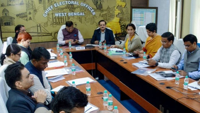 West Bengal Chief Electoral Officer Manoj Agarwal, Special Roll Observer Subrata Gupta and others hold a meeting on the Special Intensive Revision (SIR) exercise, in Kolkata last month | Photo: ANI
