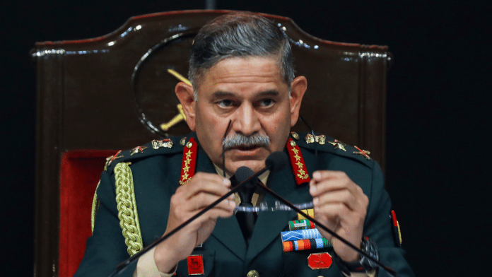 Indian Army Chief General Upendra Dwivedi addresses Annual Press Conference at Manekshaw Centre in New Delhi on Tuesday. | ANI