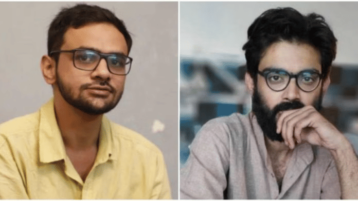File photo of Umar Khalid and Sharjeel Imam | ThePrint.in and Twitter @Goutham09828240