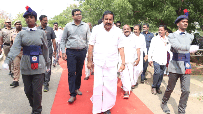 KN Nehru (centre) is the minister for municipal administration and water supply department in Tamil Nadu | X/@KN_NEHRU