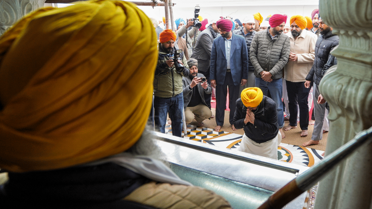 Punjab Chief Minister Bhagwant Mann offers prayers before appearing before the Akal Takht, in Amritsar | PTI