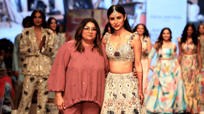 Bollywood actor Mouni Roy with designer Payal Singhal at a fashion show in Mumbai | ANI File