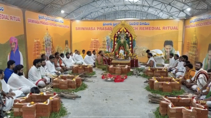 YSRCP leader & former TTD chairman Bhumana Karunakar Reddy on Friday organises ritual seeking exoneration from false accusations, after SIT found ghee impurities are of vegetable oils origin. | By special arrangement