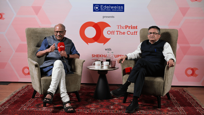NSE CEO Ashish Kumar Chauhan at ThePrint's Off The Cuff with Editor-in-Chief Shekhar Gupta on Thursday. | Suraj Singh Bisht/ThePrint