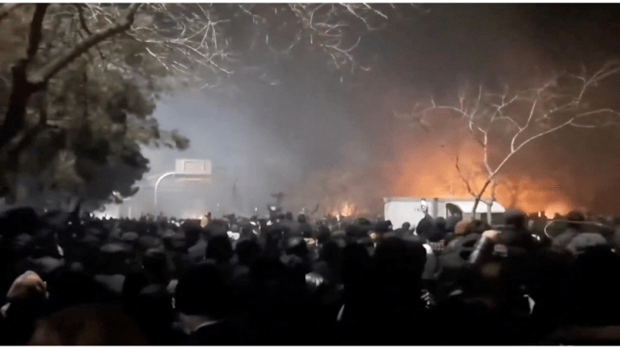 Representational Image | Smoke rises as protesters gather amid evolving anti-government unrest at Vakilabad highway in Mashhad, Razavi Khorasan province, Iran | Reuters