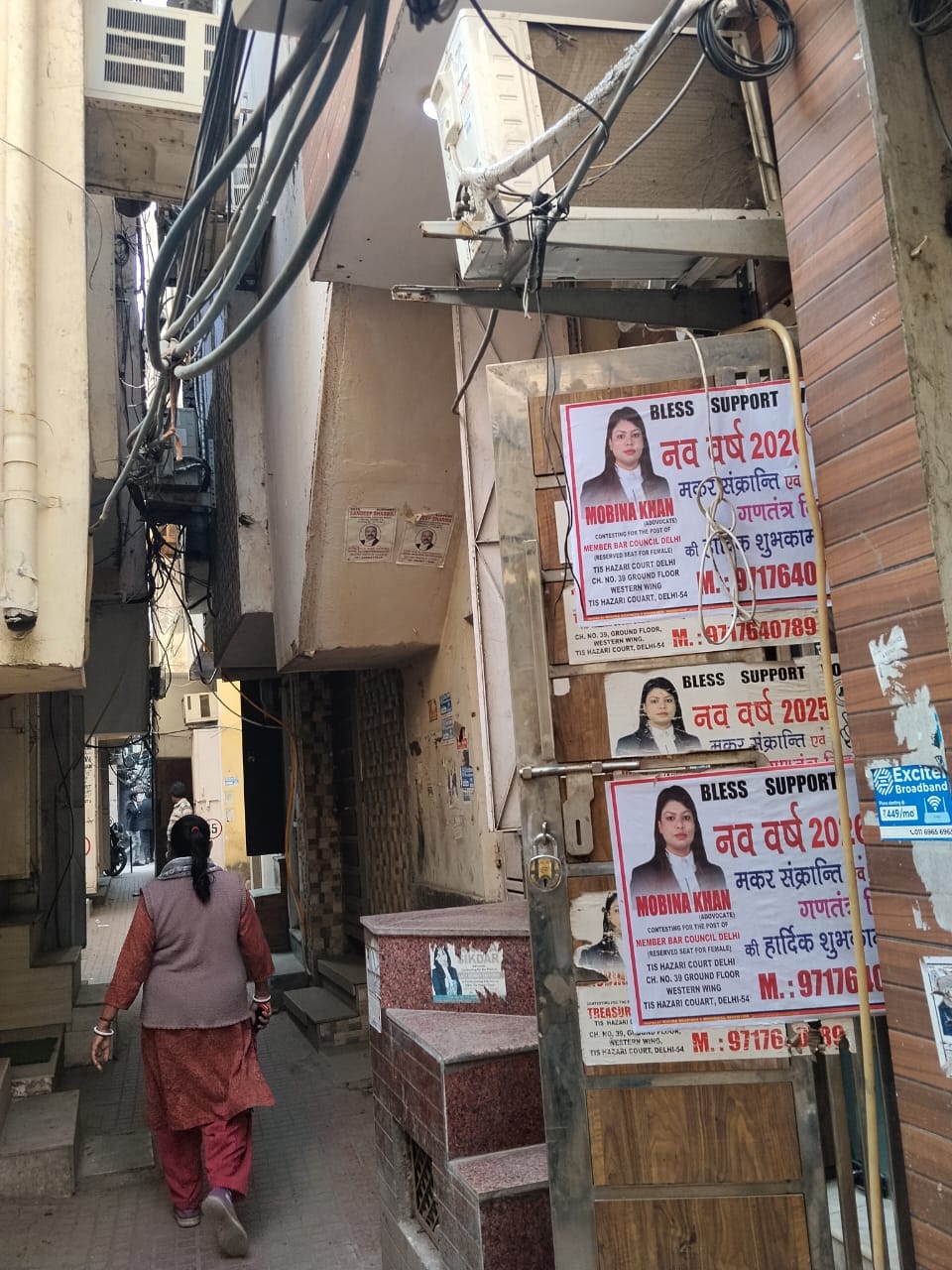 Election posters in one of the narrow Tis Hazari lanes | Ruchi Bhattar | ThePrint