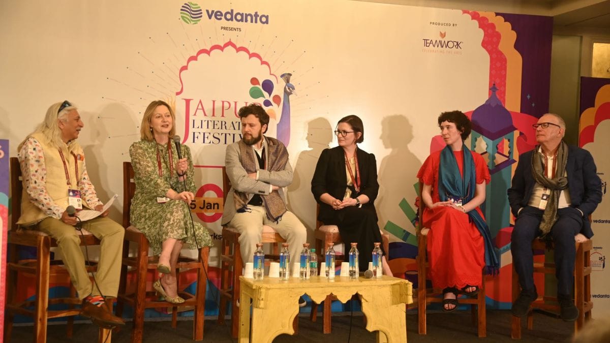 From L-R: Sanjoy Roy, Sonja Highland, Sam McBride, Michelle Gallen, Niamh Campbell, and Fintan O’Tool | Special arrangement