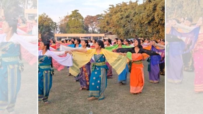 Bagurumba performers from Udalguri and Lakhimpur preparing for the performance on 17 January | X/@CMOfficeAssam
