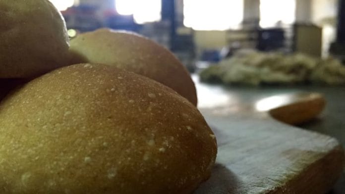 A close-up of bread rolls at American Express Bakery, the most famous Goan-run bakery in Mumbai