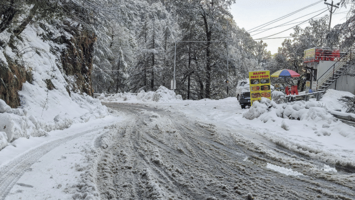 A snow-covered stretch in Mashobra, Shimla, on Wednesday, 28 January 2025 | ANI