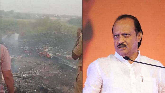 Visuals of the plane crash at Baramati airport | File photo of Ajit Pawar