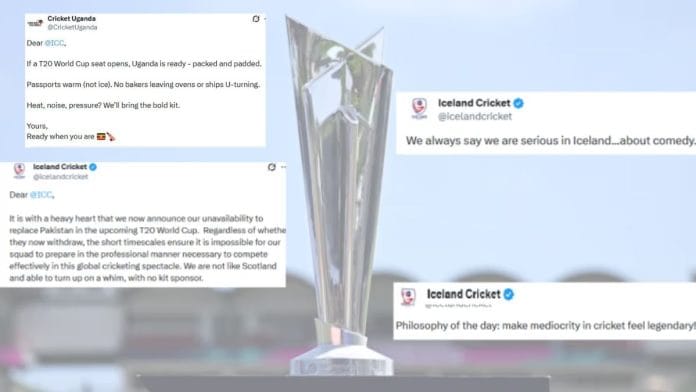 In dig at Pakistan cricket & ICC, ICA wrote on X their squad of amateur players—'professional bakers, bankers, ship captains'—simply cannot 'drop their occupations' on short notice to participate in World Cup. Uganda says it's 'packed & padded'.