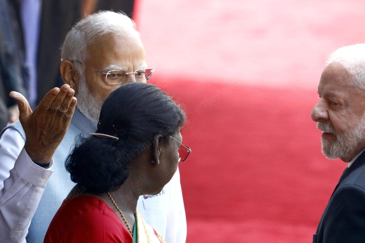 (L-R) PM Modi, President Murmu and Brazil President Luiz Inácio Lula da Silva at the Rashtrapati Bhavan | Praveen Jain | ThePrint