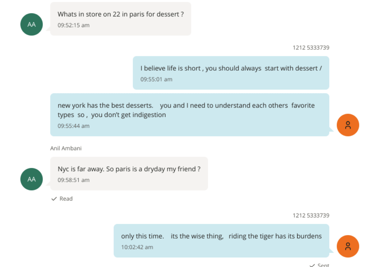 Excerpt from purported exchange between Jeffrey Epstein and Anil Ambani | US Department of Justice