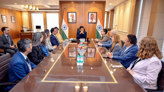 New Delhi, Feb 24 (ANI): Union Minister Piyush Goyal meets a delegation from Israel, visiting India for the first round of India-Israel Free Trade Agreement negotiations, in New Delhi on Tuesday. (@PiyushGoyal X/ANI Photo)