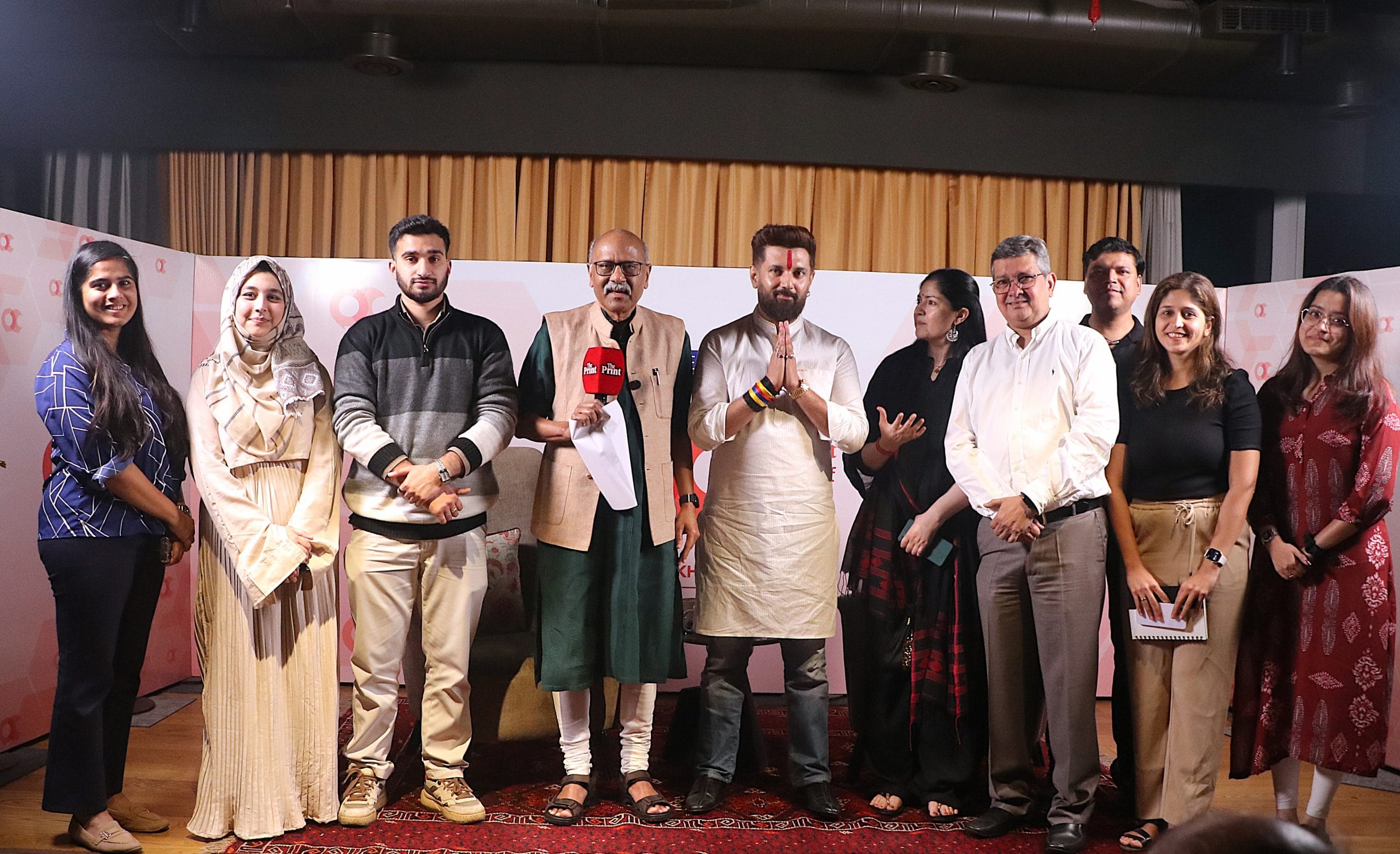 Picture of ThePrint team with Shekhar Gupta and Chirag Paswan