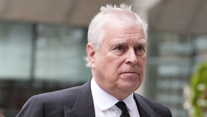 Prince Andrew arriving for the Requiem Mass service for the Duchess of Kent, at Westminster Cathedral, central London, September 16, 2025. | Jordan Pettitt/Pool via REUTERS/File Photo