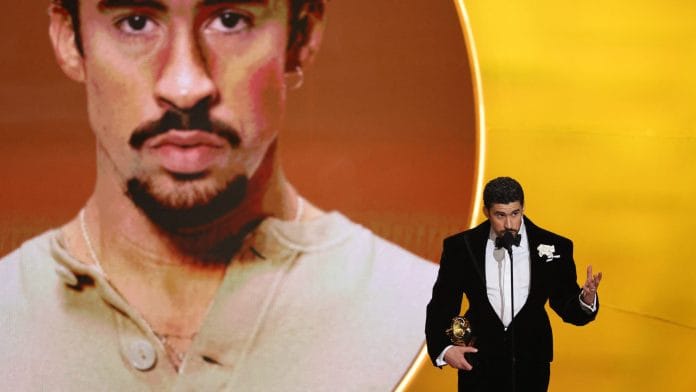 Bad Bunny accepts the award for Best Musica Urbana Album for 
